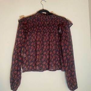 Rose Sheer Mockneck Blouse